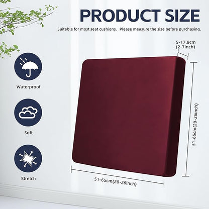 8Pcs Outdoor Cushion Covers, Patio Cushion Covers,Stretch Elastic Slipcovers, Replacement Washable & Reusable Furniture Protector for Patio Couch (Claret,Cover Only)