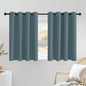 NICETOWN Blackout Greyish Blue Kitchen Curtains, Grommet Thermal Insulated Solid Vertical Drapes Room Darkening for Cafe, 2 Panels, W52 x L36