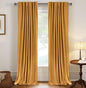 100% Blackout Shield Linen Blackout Curtains for Bedroom 84 Inches Long,Back Tab/Rod Pocket Living Room Drapes,Thermal Insulated Textured Blackout Curtains 2 Panels Set,50" W x 84" L,Mustard Yellow