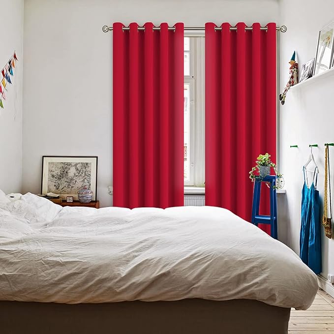 BGment Room Darkening Curtains 84 Inches Long - Grommet Thermal Insulated Drapes Window Treatment Curtains for Bedroom, 2 Panels, 70 x 84 Inch, Red