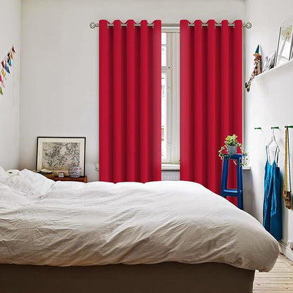 BGment Room Darkening Curtains 84 Inches Long - Grommet Thermal Insulated Drapes Window Treatment Curtains for Bedroom, 2 Panels, 70 x 84 Inch, Red