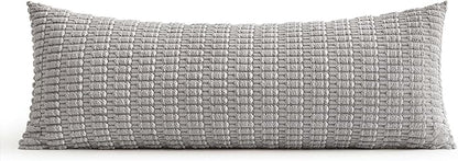 MIULEE Pack of 1 Light Grey Long Body Lumbar Decorative Throw Pillow Cover 14x36 Inch for Bed Couch Sofa Living Room Soft Boho Pillow Cover Modern Farmhouse Home Decor