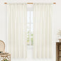 LAMIT Natural Linen Curtains for Bedroom, 72 Inch Faux Linen Textured Light Filtering Drapes Rod Pocket Window Panels for Living Room/Sliding Door, Set of 2 Panels, 52 x 72 Inch, Cream