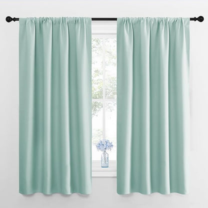 NICETOWN RV Blackout Curtains for Camper Windows, Aqua Blue, 29" Wide by 50" Long, 2 PCs, Short Blackout Curtains & Drapes, Thermal Insulated Blackout Curtain Panels for Kids Room, Play Room