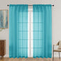 OVZME Turquoise Sheer Curtains 72 Inches Long 2 Panels Set, Light Filtering Sheer Curtains for Living Room Bedroom 59 Inch Extra Wide, Modern Voile Filmy Rod Pocket Window Drapes, 59Wx72L Inches