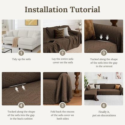 HOMERILLA Sectional Couch Covers for Sectional Sofa L Shaped Sofa Cover Blanket 2 Pieces L Shape Furniture Protector for Pets Dogs (Chocolate, Large)