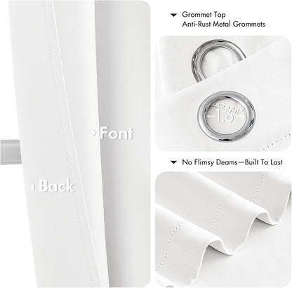 MIULEE Pure White Blackout Curtains for Bedroom Living Room 84 Inches Long 2 Panels, Thermal Insulated Room Darkening Drapes Solid Grommet Noise Reduction Light Blocking Window Treatments 50x84 Inch