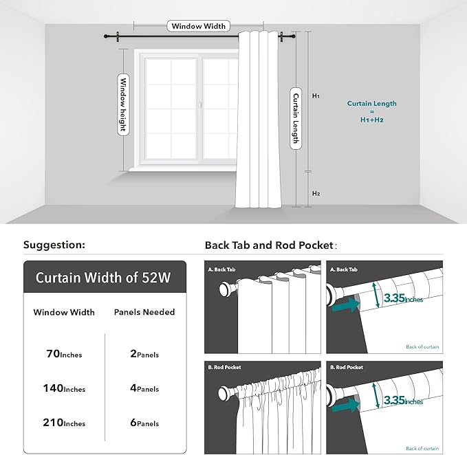 Deconovo Blackout Curtains Back Tab and Rod Pocket Thermal Insulated Curtain Penels for Sliding Door 52Wx108L Inch Greyish White 2 Panels