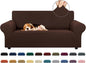KEKUOU Stretch Loveseat Sofa Cover Slipcover,Couch Covers for 2 Cushion Couch Sofa (55"-78") Furniture Protector Sofa with Elastic Bottom for Kids,Dog. Jacquard Small Checked (Medium,Chocolate)