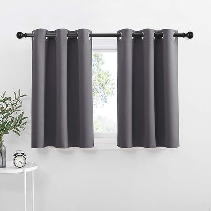 NICETOWN Kitchen Curtains Blackout Drapes - Thermal Insulated Blackout Grommet Curtains Drapes Window Treatment Home Decor for Basement/Dorm (42W by 36L + 1.2 inches Header, Grey, 1 Pair)
