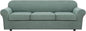 H.VERSAILTEX 4 Piece Stretch Sofa Covers for 3 Cushion Couch Covers for Living Room Furniture Slipcovers (Base Cover Plus 3 Seat Cushion Covers) Thicker Jacquard Fabric (Large Sofa, Sage)
