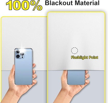 FADOTY Cuttable Blackout Shades Fabric Sheet, Blackout Curtains for Bedroom, Portable 100% Black Out Window Cover Film, No Drill Window Blinds, Sun Heat Light Blocker for Travel Media Dorm, 57'' W