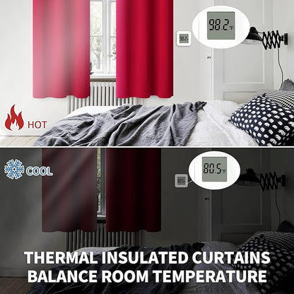BGment Room Darkening Curtains 45 Inches Long - Grommet Thermal Insulated Drapes Window Treatment Curtains for Bedroom, 2 Panels, 52 x 45 Inch, Red