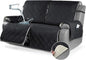TAOCOCO 100% Waterproof Oversized Loveseat Recliner Cover, Non Slip Split Couch Covers for Reclining Loveseat with Elastic Straps for Kids Pets(Oversized 2 Seater, Black)