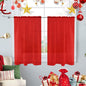 SpaceDresser Basic Rod Pocket Sheer Voile Window Curtain Panels Red 1 Pair 2 Panels 26 Width 40 Inch Long for Kitchen Bedroom Children Living Room Yard（Red，26Wx 40L）