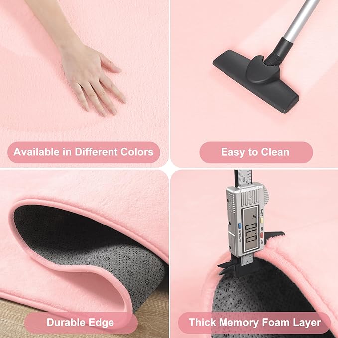 Amearea Large Modern Area Rugs for Bedroom Living Room, 6x9 Feet Pink Thickened Memory Foam Rug, Fluffy Indoor Washable Rugs Non Slip Minimalist Carpet for Boys Girls Dorm Nursery Room Decor
