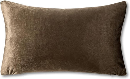 GIGIZAZA Brown Velvet Pillow Covers 12x20,Small Solid Throw Pillow Covers Decorative Modern Pillows Lumabr Vintage Cases Pack of 2