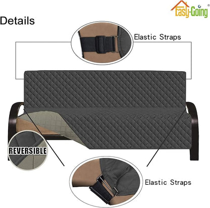 Easy-Going Futon Sofa Slipcover Reversible Sofa Cover Armless Cover Furniture Protector Couch Cover Water Resistant Pets, Kids, Children, Dog, Cat Darkgray/Beige