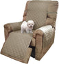 U-NICE HOME Recliner Chair Covers Reversible Chair Cover Pet Covers for Dogs with Elastic Straps Water Resistant Diamond Quilted (28''Recliner Oversized, Khaki/Light Grey)