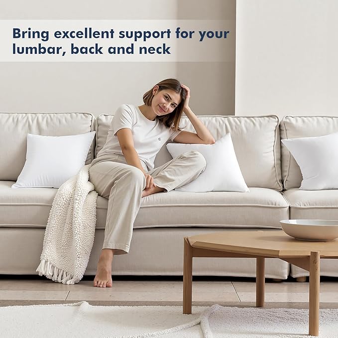 MIULEE Throw Pillows Inserts, Pack of 4 20x20 Inch 100% Virgin Fiber Filling Bed Couch Pillows