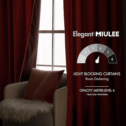 MIULEE Velvet Curtains 84 inches 2 Panels - Luxury Burnt Orange Blackout Curtains for Bedroom Living Room Thermal Insulated Super Soft Window Drapes Rod Pocket & Back Tab, Terracotta Rust Fall Decor