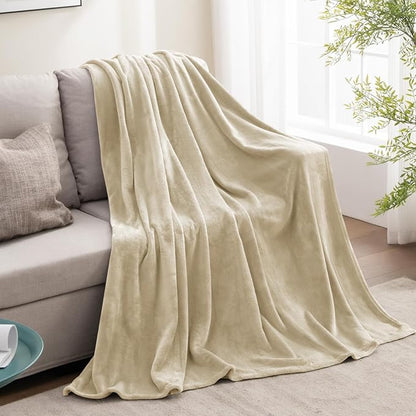 BEDELITE Fleece Blanket Linen Throw Blanket for Couch & Bed, Luxury Plush Cozy Fuzzy Blanket 50" x 70", Super Soft Warm Lightweight Fall Throw Blanket for Travel Camping