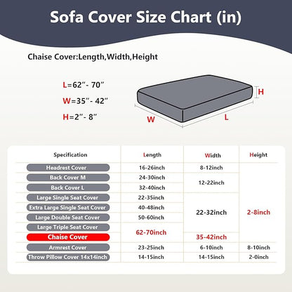 Couch Cushion Covers for Sofa Couch Covers Wear-Resistant Universal Sofa Cover Washable Stretch for Sectional Slipcovers (Texture-Sea Blue,Chaise Cover)
