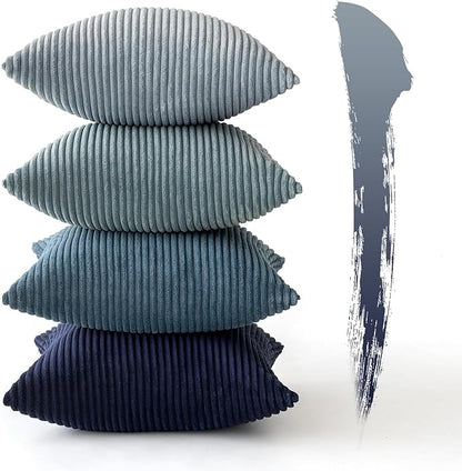MIULEE Summer Throw Pillow Covers 24x24 Inch Set of 4 Western Neutral Decorative Cushion Covers Soft Boho Farmhouse Modern Coastal Spring Decor for Couch Bed Sofa Living Room Dark Blue Navy Series