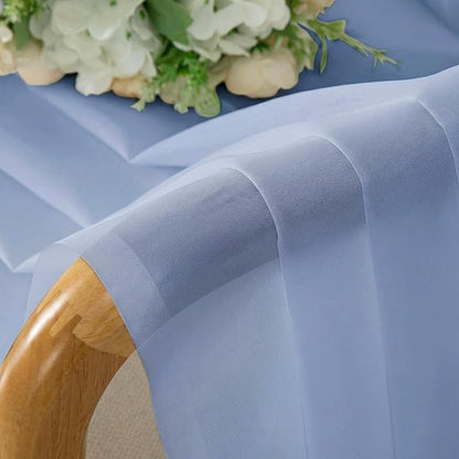 OWENIE Short Sheer Curtains for Bedroom Living Room 54 Inch Length 2 Panels Set, Soft Solid Light Filtering Sheer Curtain for Small Window, 2 Pcs Total 84 Width 54 Long, Demin