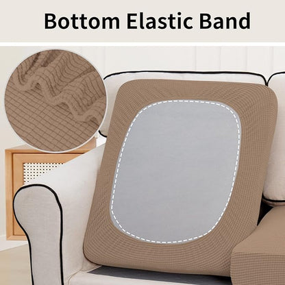 Easy-Going Stretch Individual Loveseat Couch Cushion Cover Sofa Cushion Furniture Protector Sofa slipcover Soft Flexibility with Elastic Bottom (2-Piece Loveseat Cushion Cover, Camel)
