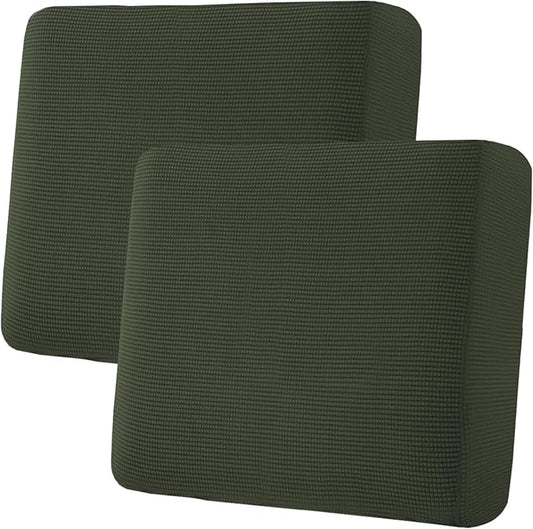 H.VERSAILTEX Super Stretch Individual Seat Cushion Covers Sofa Covers Couch Covers Slipcover Sets Thick Jacquard Textured Twill Fabric (2 Piece Large Sofa Cushion Covers, Olive)