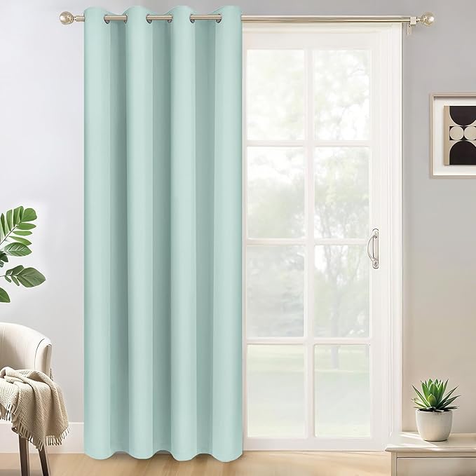 Yakamok Wide Thermal Blackout Patio Door Curtain Panel,Aqua Grommet Sliding Door Insulated Curtains, Extra Wide Curtains for Sliding Glass Door,Aqua, W52 x L96, 1 Panel