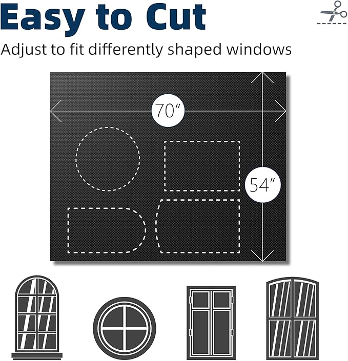 NIGHTON Portable Blackout Curtains 54"×70", Strong Hook and Loop Tape Strips with Adhesive, Cuttable Blackout Window Cover, 100% Black Out Material Blinds for Baby Nursery or Travel - Black