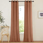 NICETOWN Caramel Linen Curtains for Kitchen, Thick Flax Small Window Treatments Semi Sheer Privacy Assured with Light Through for Cafe/Bathroom, W34 x L96, 2 Panels