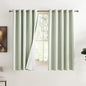 NICETOWN Sage Green Kitchen Linen Completely Shaded Draperies, 2 Pieces, W62 x L63, Privacy Protection & Noise Reducing Ring Top Drapes, White Lined Insulated Window Treatment Curtain Panels