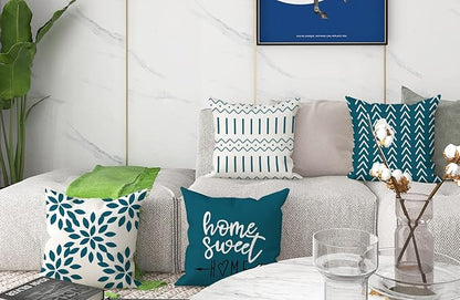 YCOLL Pillow Covers 20x20 Set of 4, Modern Sofa Throw Pillow Cover, Decorative Outdoor Linen Fabric Pillow Case for Couch Bed Car,Teal