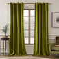 MIULEE Velvet Curtains Olive Elegant Grommet Thermal Insulated Soundproof Green Room Darkening Curtains/Drapes for Classical Living Room Bedroom Decor 52 x 90 Inch Set of 2