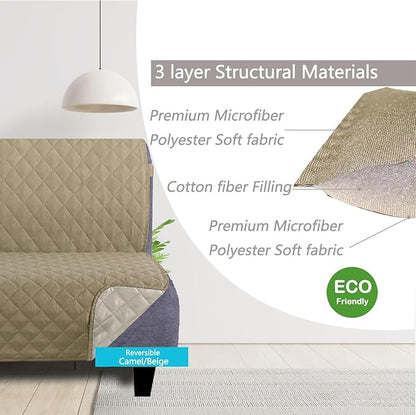 U-NICE HOME Futon Sofa Covers Reversible Sofa Slipcover Armless Couch Cover Furniture Protector Water Resistant (Futon, Light Camel/Beige)