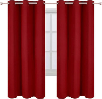 LEMOMO Red Thermal Blackout Curtains/42 x 72 Inch/Set of 2 Panels Room Darkening Curtains for Bedroom