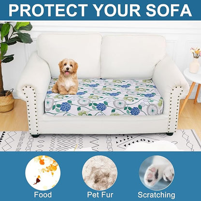 Smiry Printed Couch Cushion Covers, Stretch Soft Couch Covers for Sofa, Washable Non-Slip Sofa Slipcover Furniture Protector for Indoor and Outdoor (Medium, Light Green)