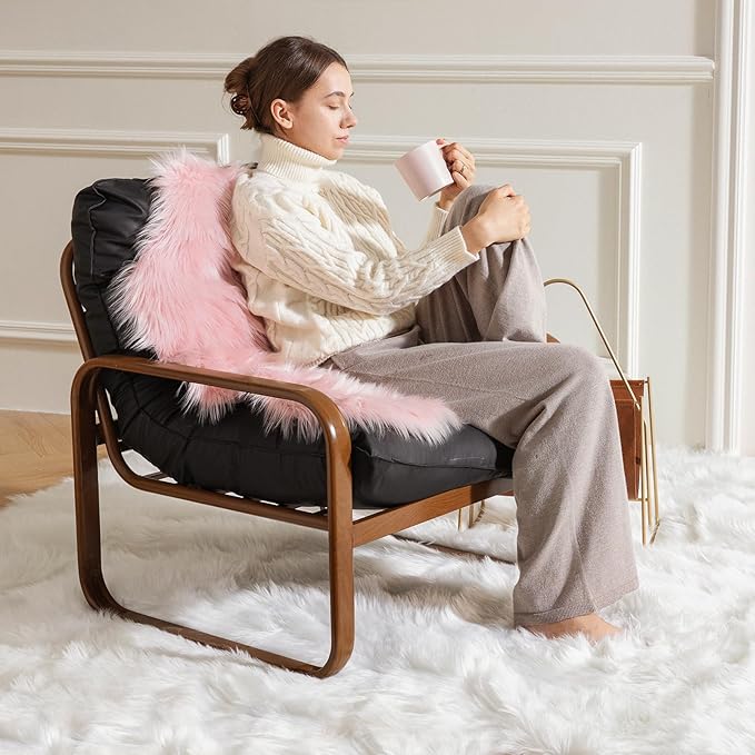 Ashler Faux Fur Rug, Fluffy Shaggy Area Rug Ultra Soft 4 x 6 Feet Rectangle Fur Rug White Fuzzy Rug Machine Washable Shag Rug, Nursery Decor Throw Rugs for Bedroom, Kids Room, Living Room