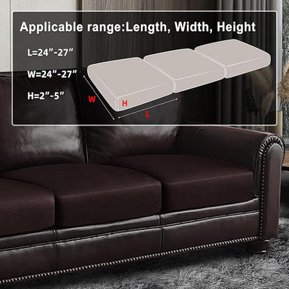 Leather Look Couch Cushion Covers Sofa Seat Slipcovers Sets Couches Furniture Protector for Sectional Armchair Loveseat Pets Kids Stretch Spandex Fabric (3 Cushion Sofa, Chocolate)
