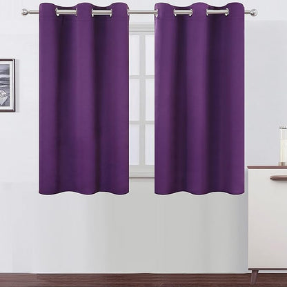 LEMOMO Purple Blackout Curtains 34 x 54 Inch Length/Set of 2 Curtain Panels/Thermal Insulated Room Darkening Blackout Curtains for Bedroom