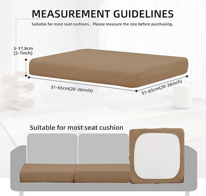 8Pcs Outdoor Cushion Covers, Patio Cushion Covers,Stretch Elastic Slipcovers, Replacement Washable & Reusable Furniture Protector for Patio Couch (Khaki,Cover Only)