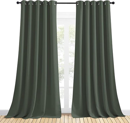 NICETOWN Room Darkening Draperies Window Curtain Panels, Dark Mallard, 2 Panels, W70 x L108 -inch, Thermal Insulated Grommet Room Darkening Curtains for Bedroom