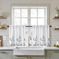 HOMEIDEAS Kitchen Curtains, Short Non-See-Through Privacy 30X24 Inch Length Tier Curtains, Grey and White Leaf Floral Printed Light Filtering Semi Sheer Small Window Drapes for Bathroom Cafe, 2 Panels