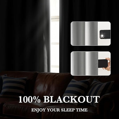 RYB HOME Bedroom Blackout Curtains 63 inches Long, 100% Blackout Thermal Insulated Noise Reducing Curtains for Living Room Nursury, 34 inches Wide by 63 inches Long, Silver Grey