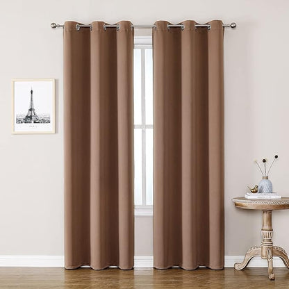 ChrisDowa Blackout Curtains 78 inches Long for Bedroom - 2 Panels Set Grommet Thermal Insulated Room Darkening Curtains for Living Room (Cappuccino, 42 x 78 Inch)