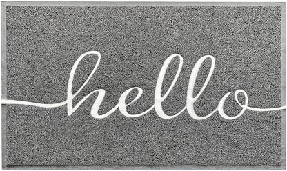 EARTHALL Door Mat Outside Inside Hello Doormat, 36"x24", Durable Floor Mat Non Slip Mat Ultra Absorb Mud Easy Clean Front Doormat for Garage, Entryway, Patio, High Traffic Areas, Grey