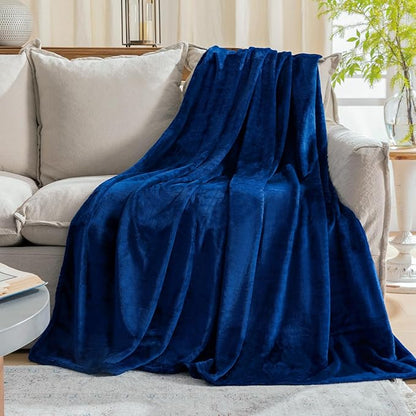 JIAHANNHA Classic Blue Throw Blanket Fleece Blanket Throw Size(60 by 80 Inches),Super Soft Cozy Plush Blanket for Couch Sofa Bed,Lightweight Warm Bed Blankets for Adults,All Season